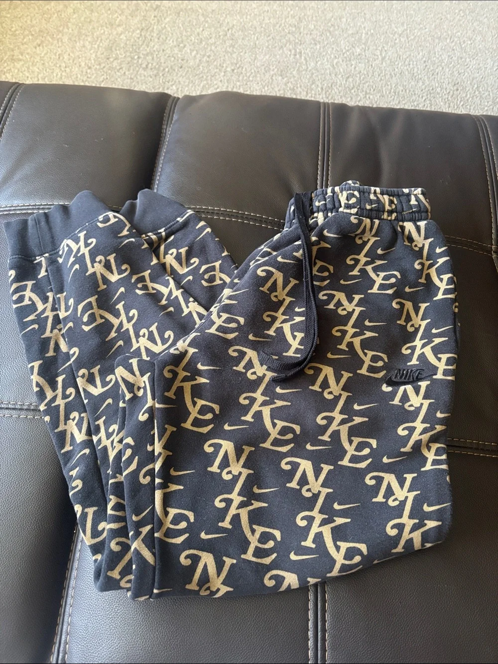 Nike Kids Black and Tan Monogram Hoodie & Jogger Set